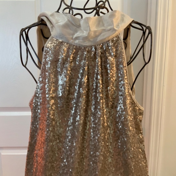 Sequin Gold Tie Back Party Holiday Top Plus Size 3X - Picture 3 of 5